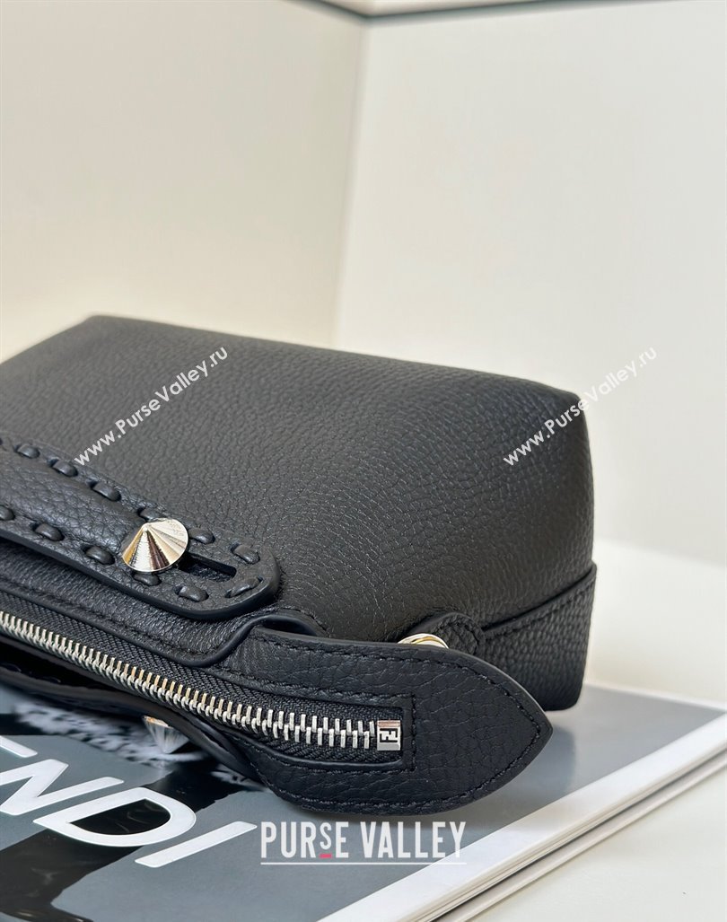 Fendi By The Way Selleria Mini Bag in Grianed Calfskin with Topstitches Black 2024 8668S (CL-240924006)