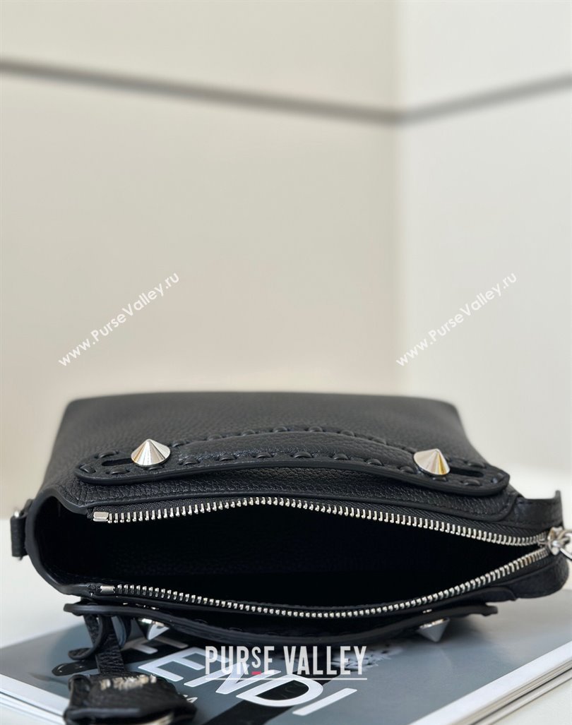 Fendi By The Way Selleria Mini Bag in Grianed Calfskin with Topstitches Black 2024 8668S (CL-240924006)