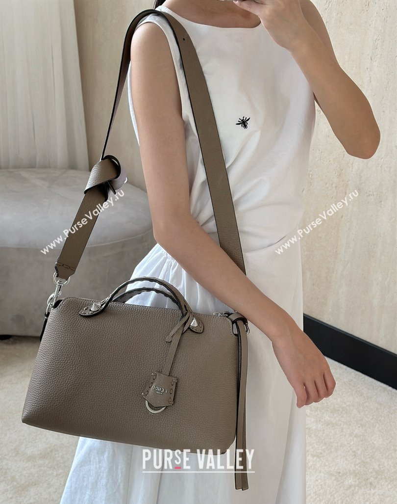 Fendi By The Way Selleria Medium Bag in Grianed Calfskin with Topstitches Grey 2024 8668M (CL-240924007)