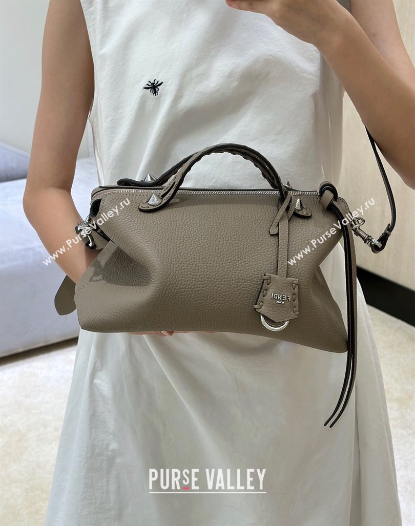 Fendi By The Way Selleria Medium Bag in Grianed Calfskin with Topstitches Grey 2024 8668M (CL-240924007)