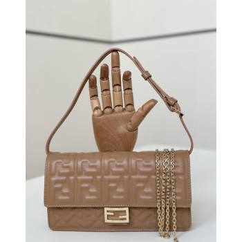 Fendi Wallet On Chain Baguette Mini Bag in FF Nappa Leather Light Brown 2024 8638 (CL-240924002)