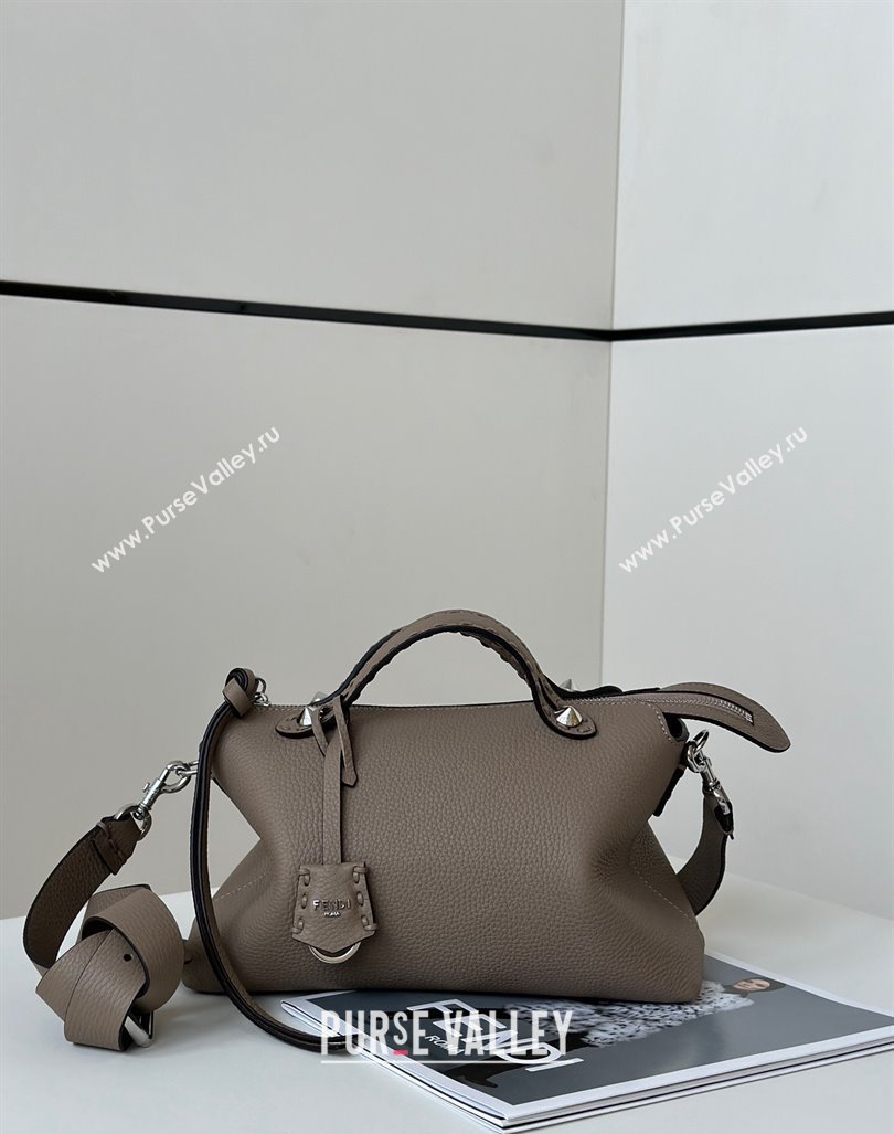 Fendi By The Way Selleria Medium Bag in Grianed Calfskin with Topstitches Grey 2024 8668M (CL-240924007)