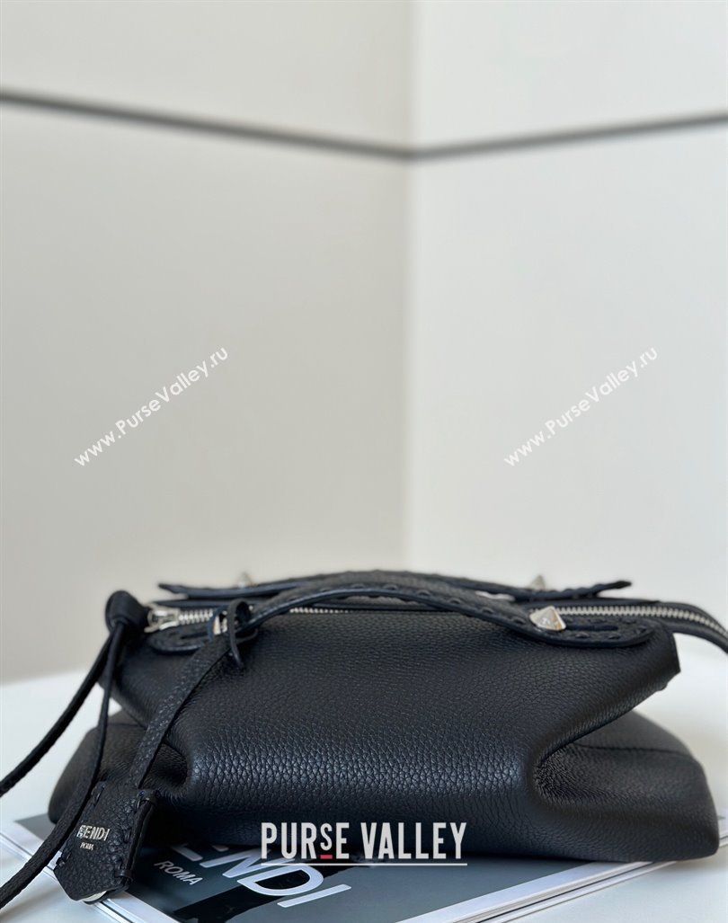 Fendi By The Way Selleria Medium Bag in Grianed Calfskin with Topstitches Black 2024 8668M (CL-240924008)