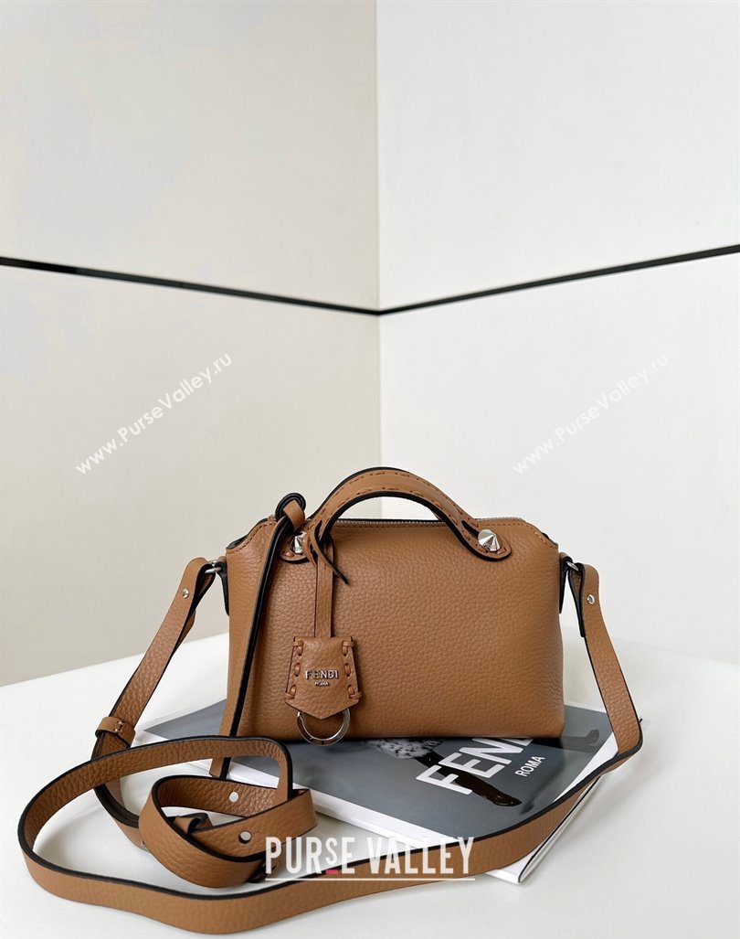 Fendi By The Way Selleria Mini Bag in Grianed Calfskin with Topstitches Light Brown 2024 8668S (CL-240924004)