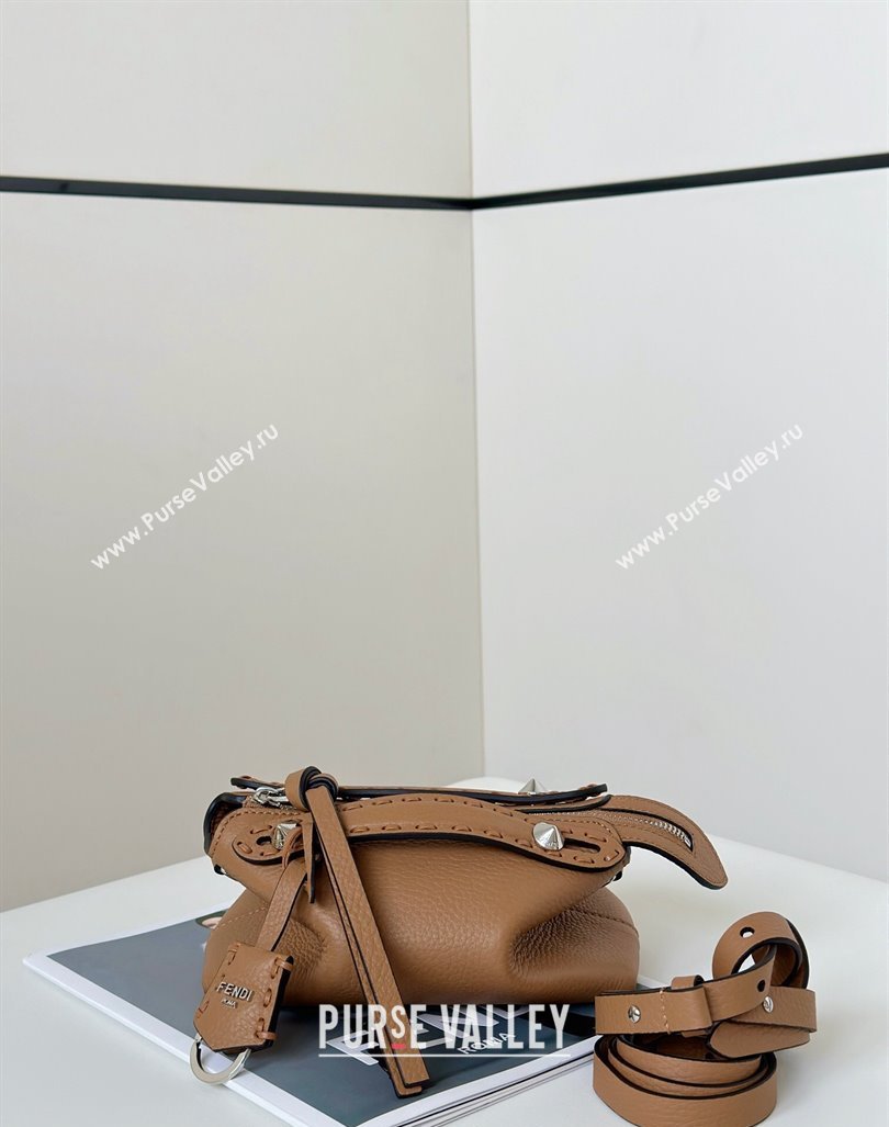 Fendi By The Way Selleria Mini Bag in Grianed Calfskin with Topstitches Light Brown 2024 8668S (CL-240924004)