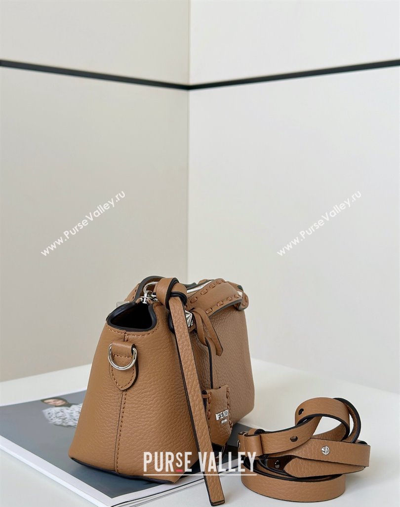 Fendi By The Way Selleria Mini Bag in Grianed Calfskin with Topstitches Light Brown 2024 8668S (CL-240924004)