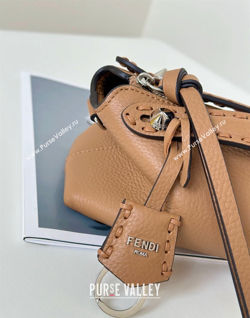 Fendi By The Way Selleria Mini Bag in Grianed Calfskin with Topstitches Light Brown 2024 8668S (CL-240924004)