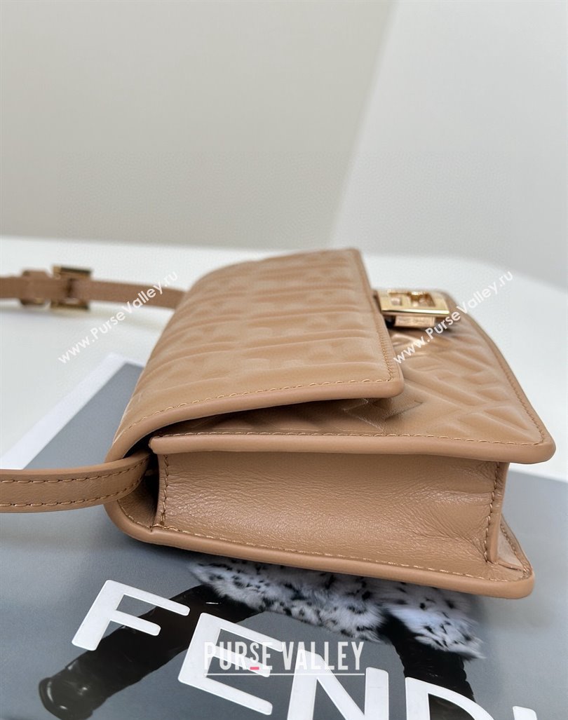 Fendi Wallet On Chain Baguette Mini Bag in FF Nappa Leather Light Brown 2024 8638 (CL-240924002)