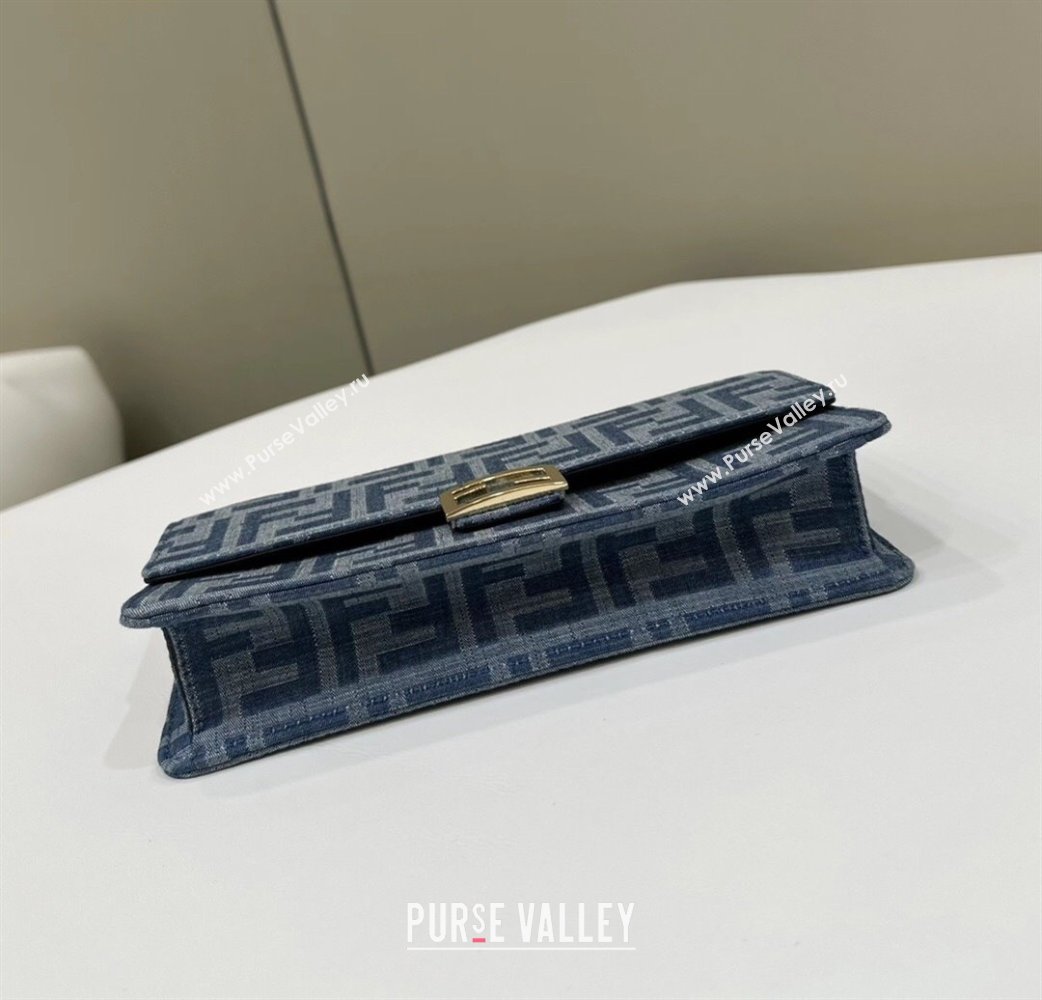 Fendi Wallet On Chain Baguette Mini Bag in Blue Denim 2024 8638 (CL-240924001)