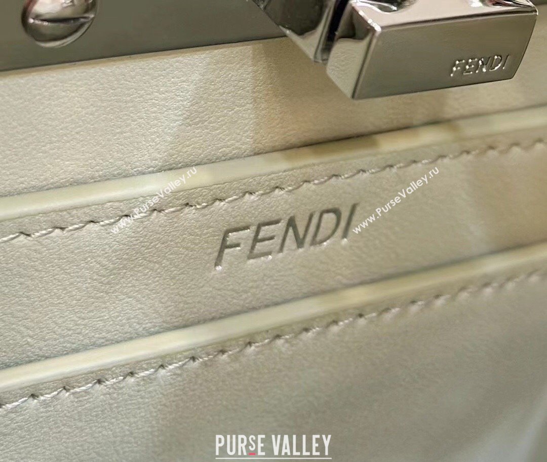 Fendi Peekaboo ISeeU Petite Bag in Nappa Leather with Flower Light Green 2024 80135 (CL-241102007)