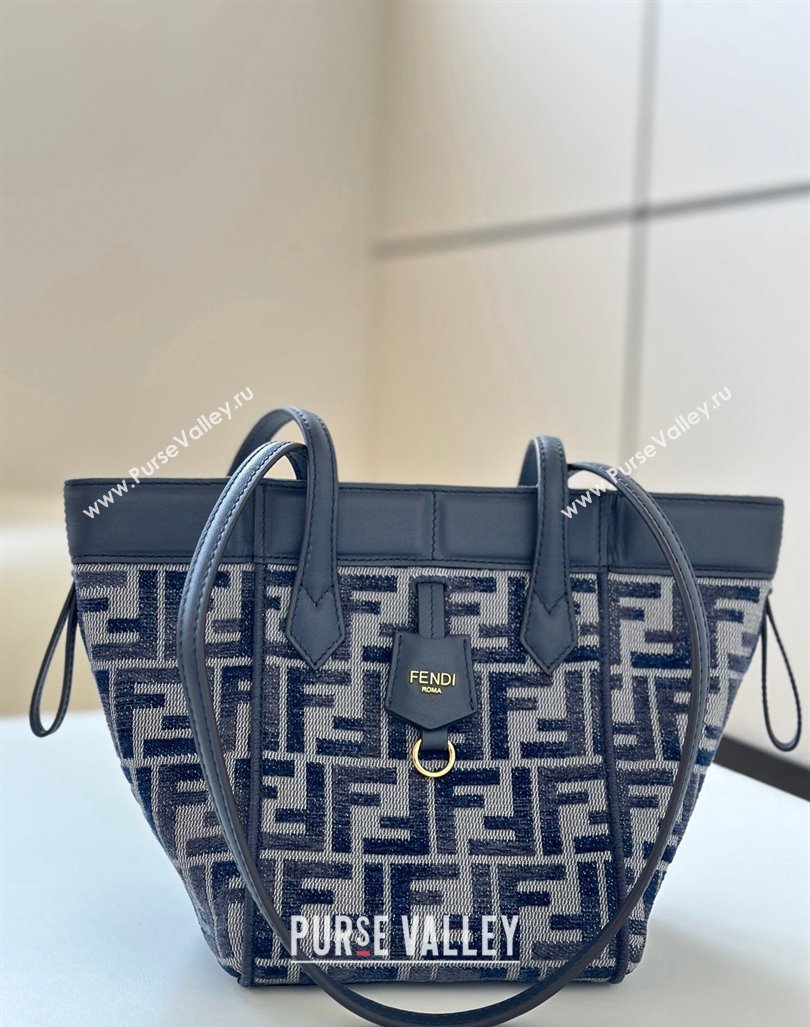 Fendi Origami Mini Bag in dark blue FF chenille fabric that can be transformed 2024 8626 (CL-241102013)