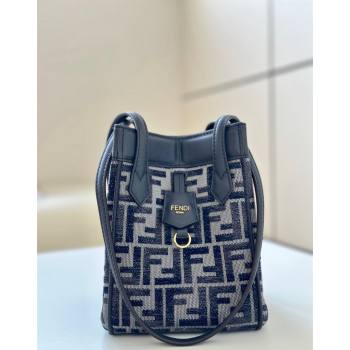 Fendi Origami Mini Bag in dark blue FF chenille fabric that can be transformed 2024 8626 (CL-241102013)