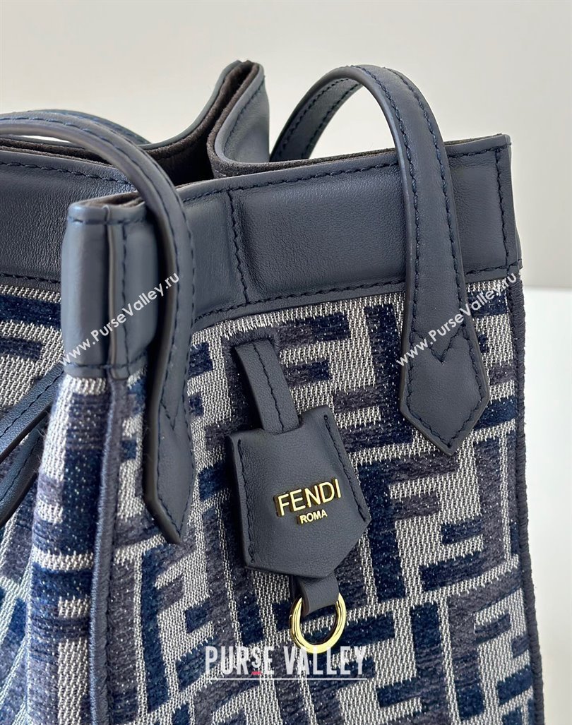 Fendi Origami Mini Bag in dark blue FF chenille fabric that can be transformed 2024 8626 (CL-241102013)