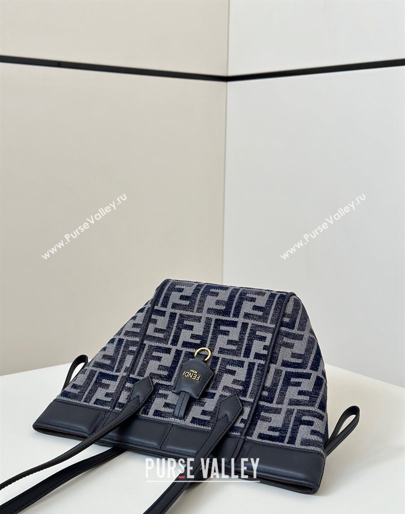 Fendi Origami Mini Bag in dark blue FF chenille fabric that can be transformed 2024 8626 (CL-241102013)