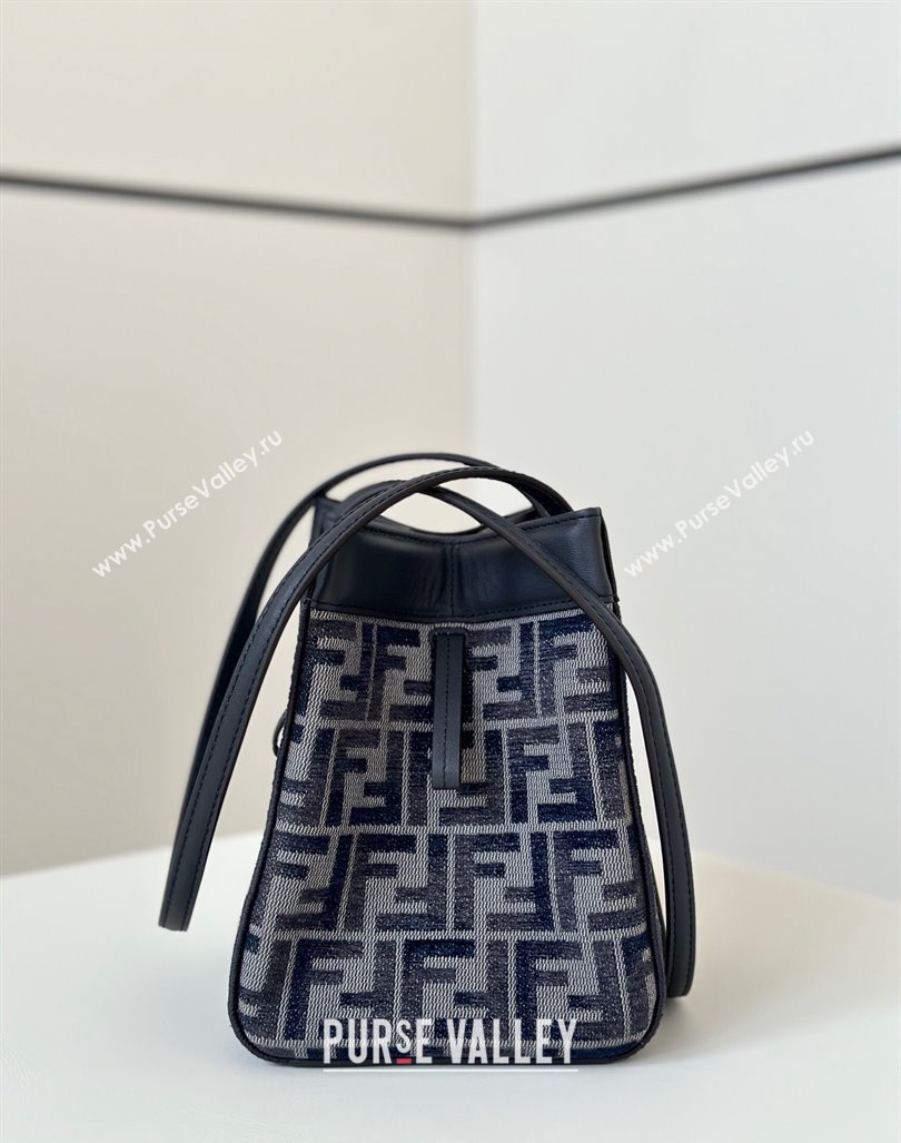 Fendi Origami Mini Bag in dark blue FF chenille fabric that can be transformed 2024 8626 (CL-241102013)