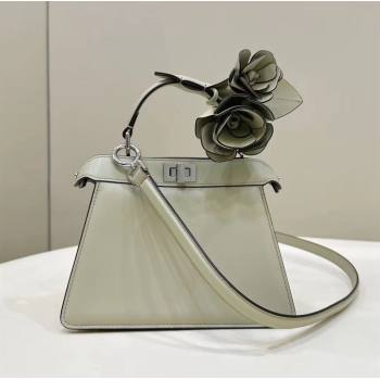 Fendi Peekaboo ISeeU Petite Bag in Nappa Leather with Flower Light Green 2024 80135 (CL-241102007)