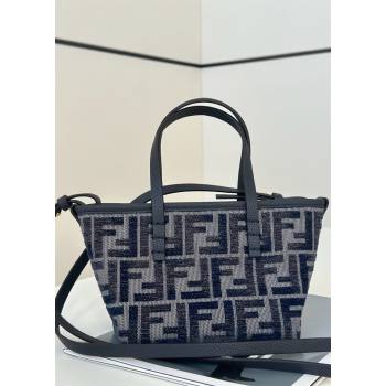 Fendi Roll Mini Tote bag in Dark blue FF Chenille Fabric 2024 8655 (CL-241102012)