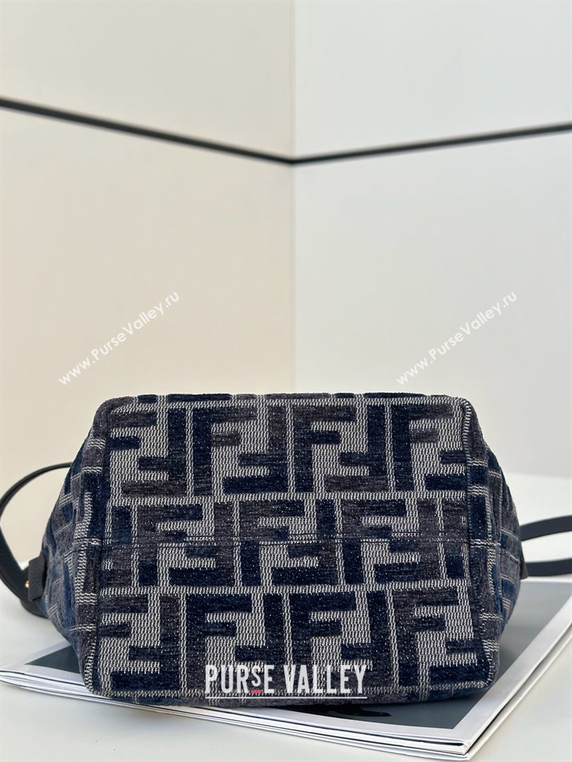 Fendi Roll Mini Tote bag in Dark blue FF Chenille Fabric 2024 8655 (CL-241102012)