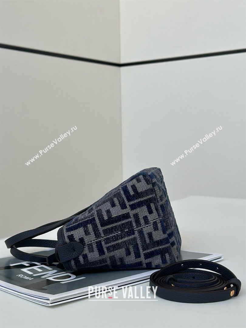 Fendi Roll Mini Tote bag in Dark blue FF Chenille Fabric 2024 8655 (CL-241102012)