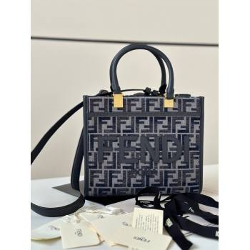 Fendi Sunshine Small Tote Bag in dark blue FF chenille fabric 2024 8618 (CL-241102017)