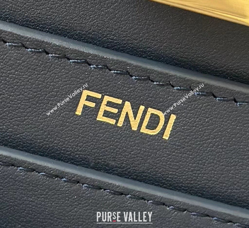 Fendi Peekaboo ISeeU Small Bag in dark blue FF chenille fabric 2024 8670 (CL-241102020)