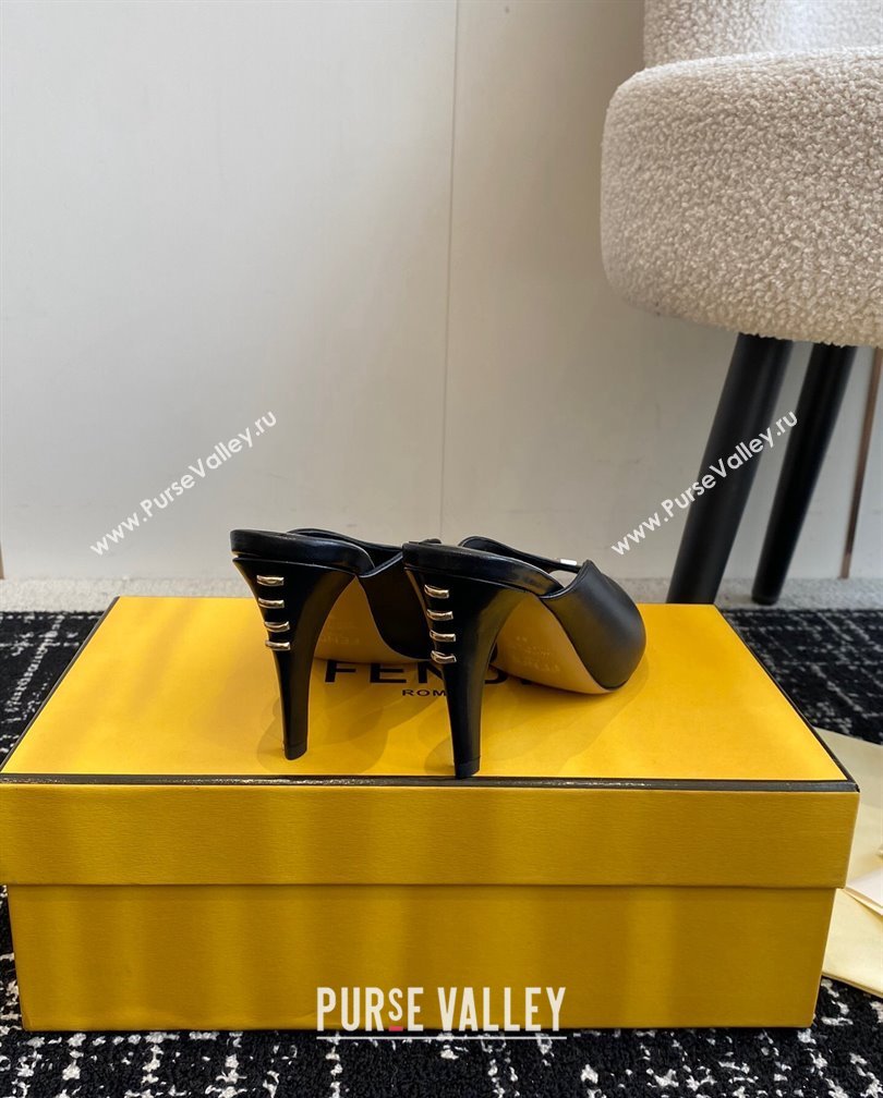 Fendi Feel Feel Heel Slides Sandal 9.5cm Black 2024 1112 (KL-241112091)