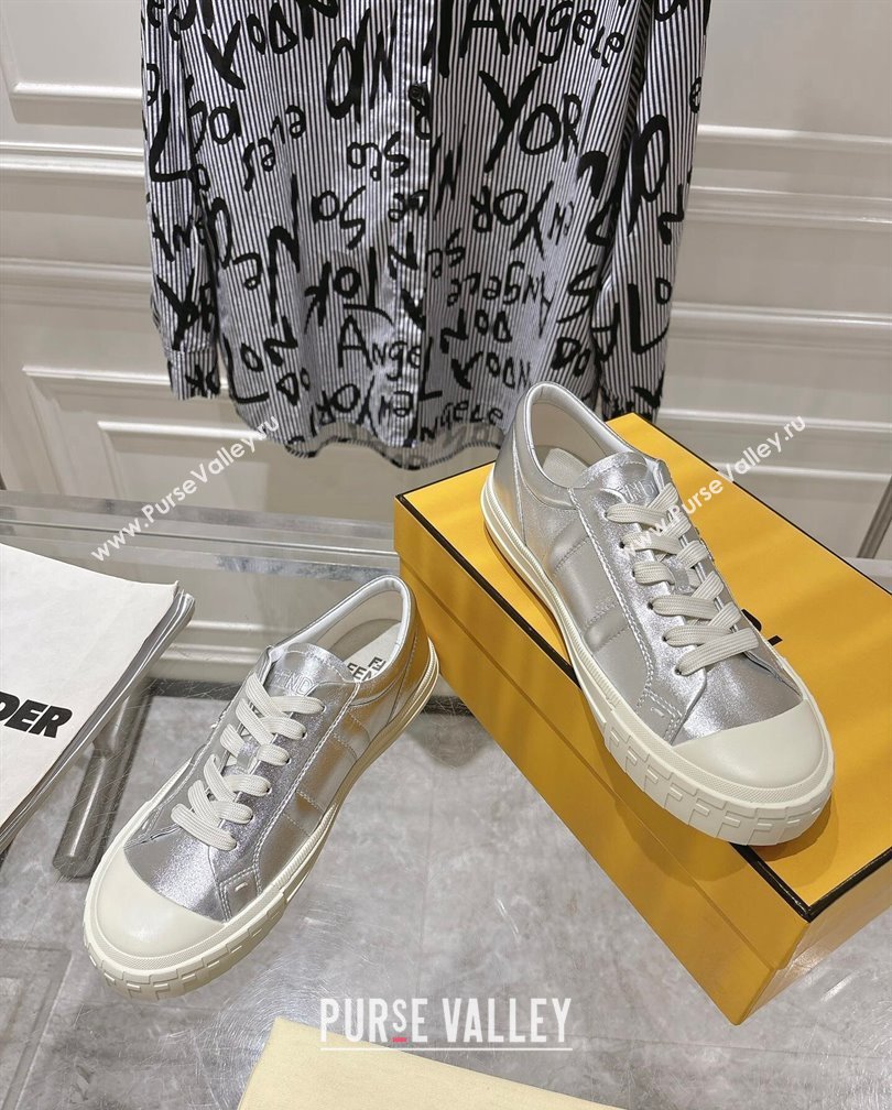 Fendi FF Patch Calfskin Sneakers Silver 20241112 (SS-241112113)