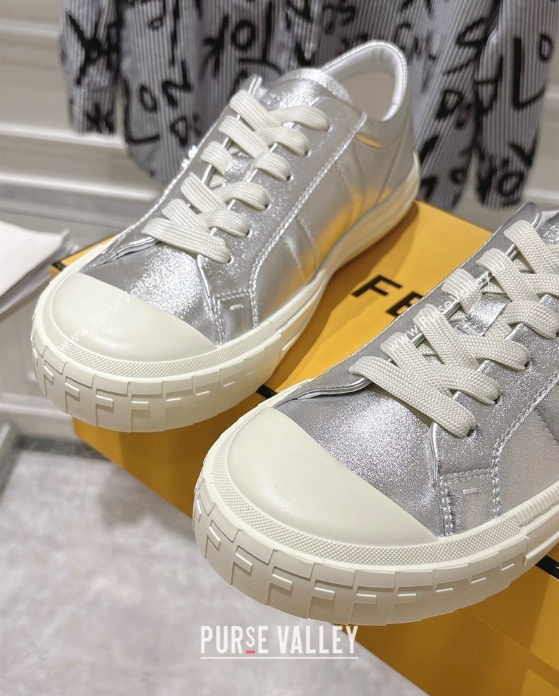 Fendi FF Patch Calfskin Sneakers Silver 20241112 (SS-241112113)