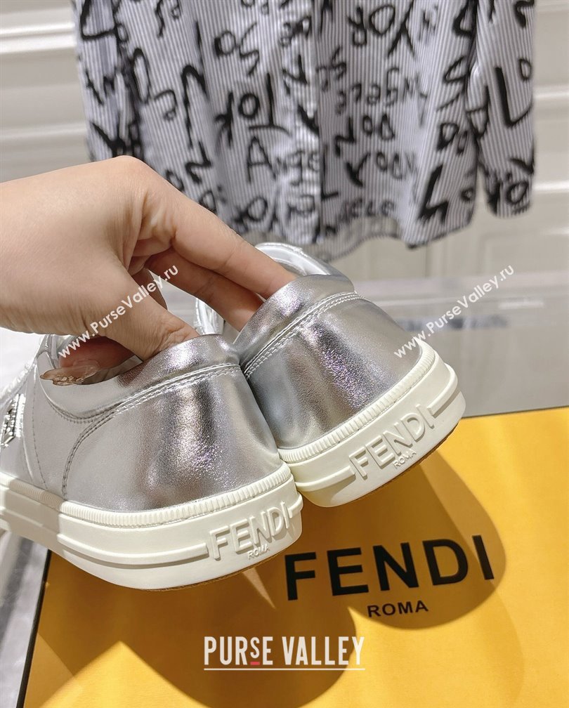 Fendi FF Patch Calfskin Sneakers Silver 20241112 (SS-241112113)