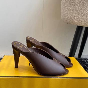 Fendi Feel Feel Heel Slides Sandal 9.5cm Brown 2024 1112 (KL-241112090)