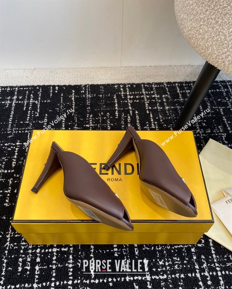 Fendi Feel Feel Heel Slides Sandal 9.5cm Brown 2024 1112 (KL-241112090)