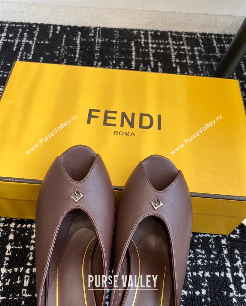 Fendi Feel Feel Heel Slides Sandal 9.5cm Brown 2024 1112 (KL-241112090)