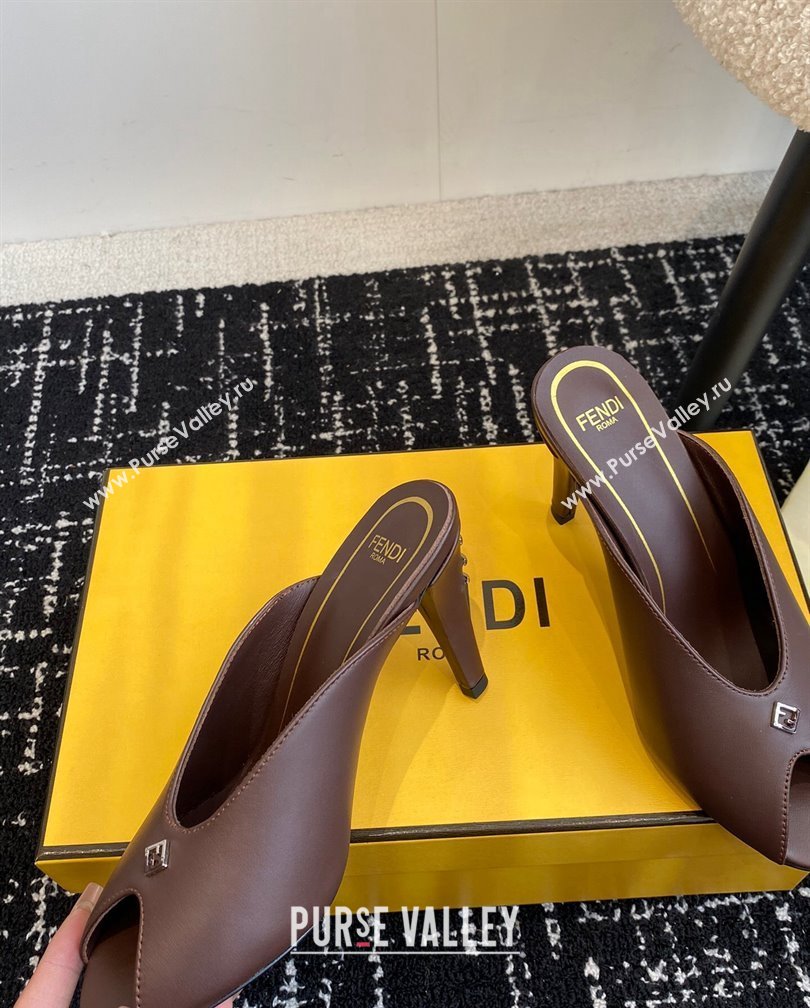 Fendi Feel Feel Heel Slides Sandal 9.5cm Brown 2024 1112 (KL-241112090)