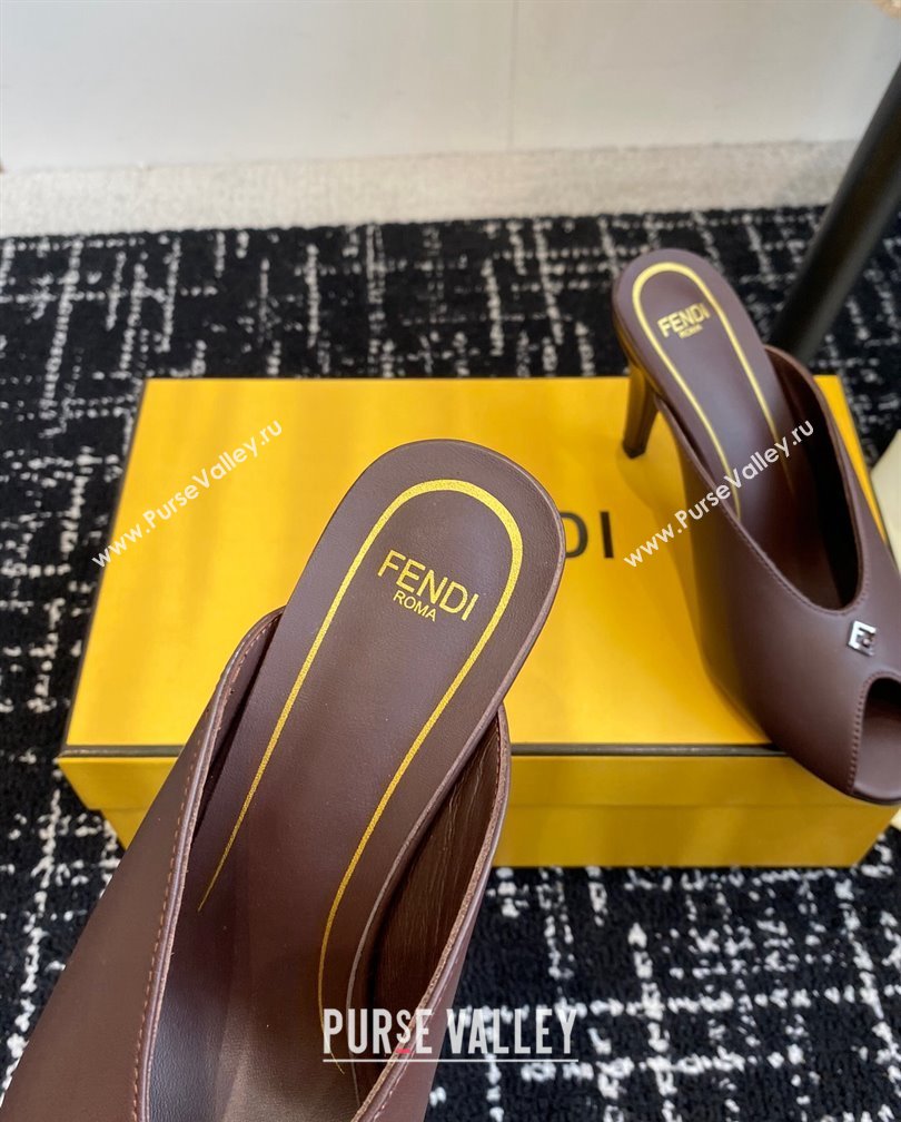 Fendi Feel Feel Heel Slides Sandal 9.5cm Brown 2024 1112 (KL-241112090)