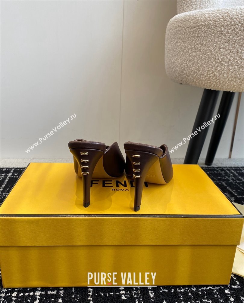 Fendi Feel Feel Heel Slides Sandal 9.5cm Brown 2024 1112 (KL-241112090)