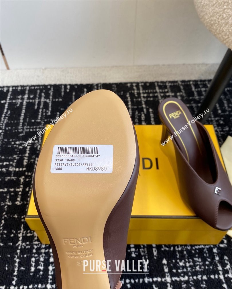 Fendi Feel Feel Heel Slides Sandal 9.5cm Brown 2024 1112 (KL-241112090)