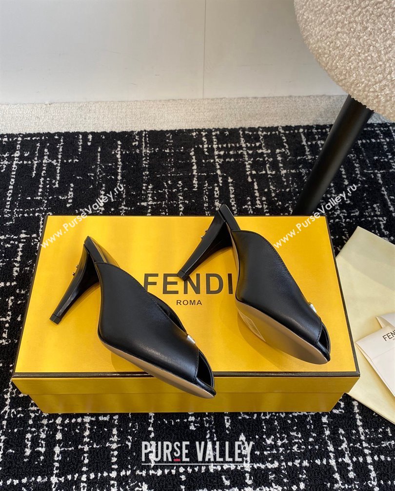 Fendi Feel Feel Heel Slides Sandal 9.5cm Black 2024 1112 (KL-241112091)