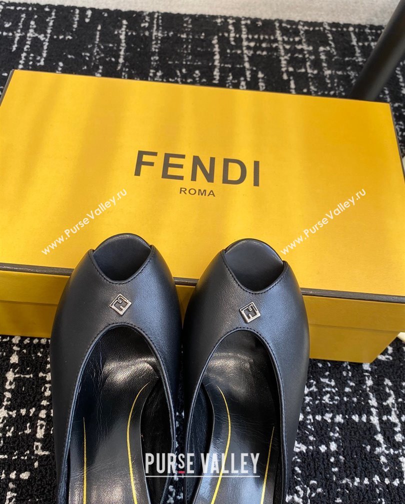 Fendi Feel Feel Heel Slides Sandal 9.5cm Black 2024 1112 (KL-241112091)