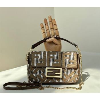 Fendi Baguette Mini bag in FF Houndstooth Fabric Brown 2024 8588S (CL-241212095)