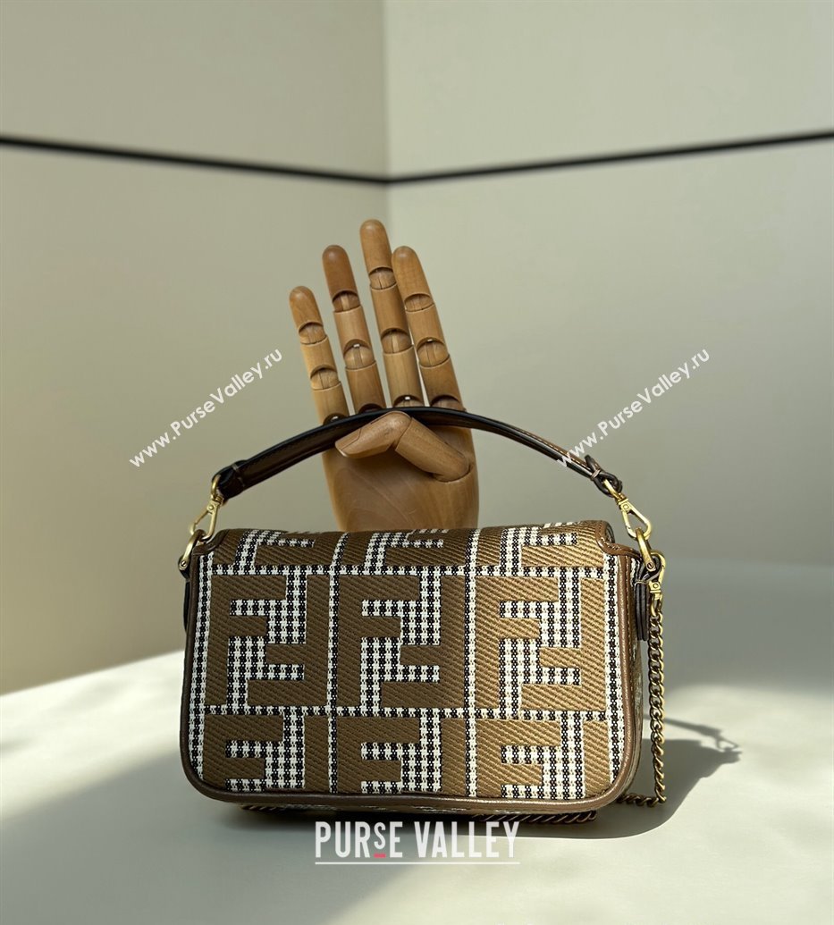 Fendi Baguette Mini bag in FF Houndstooth Fabric Brown 2024 8588S (CL-241212095)