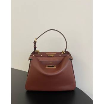 Fendi Peekaboo Soft Medium Bag in Cappuccino-coloured Leather Bag Dark Brown 2024 70202 (AFEI-241212089)