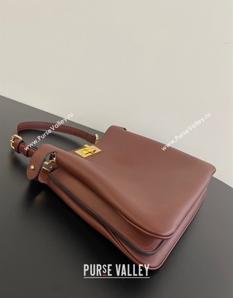 Fendi Peekaboo Soft Medium Bag in Cappuccino-coloured Leather Bag Dark Brown 2024 70202 (AFEI-241212089)