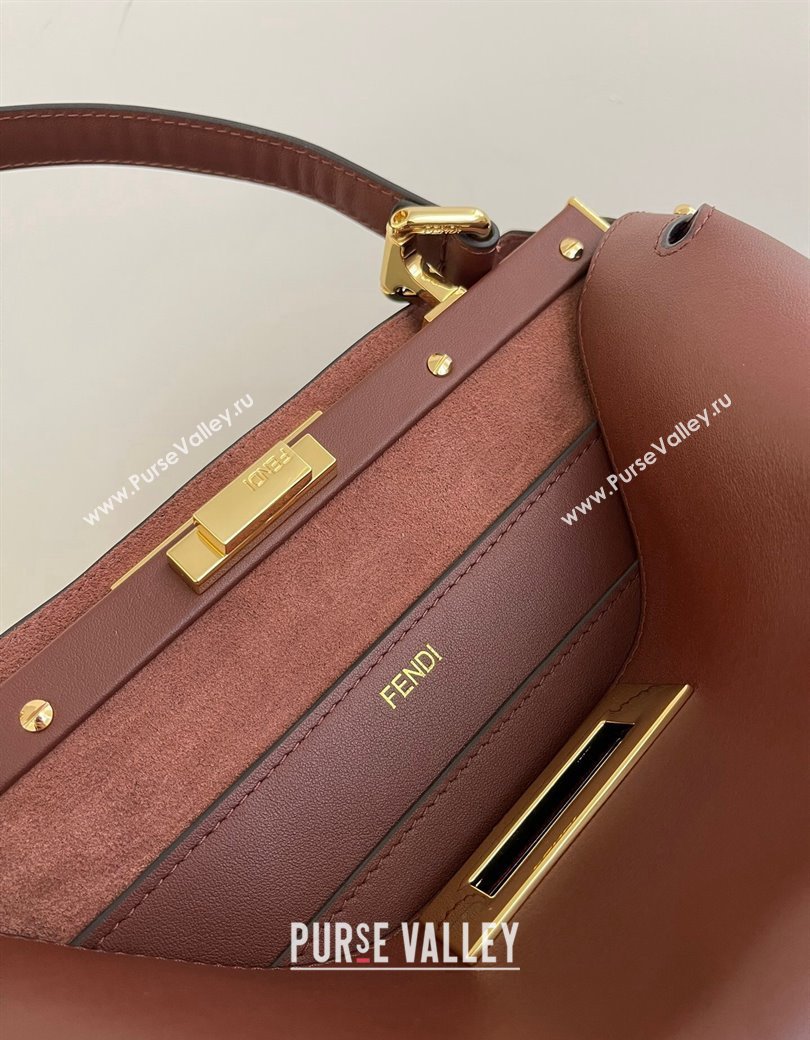 Fendi Peekaboo Soft Medium Bag in Cappuccino-coloured Leather Bag Dark Brown 2024 70202 (AFEI-241212089)