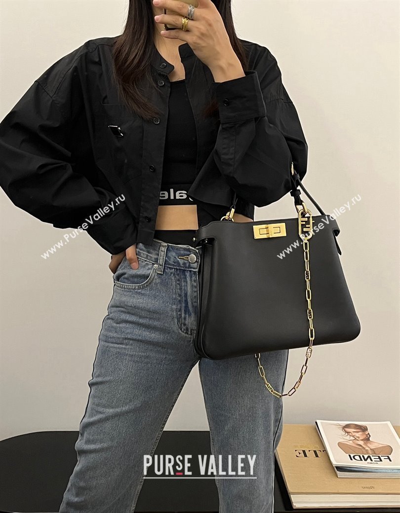 Fendi Peekaboo Soft Medium Bag in Cappuccino-coloured Leather Bag Black 2024 70202 (AFEI-241212093)