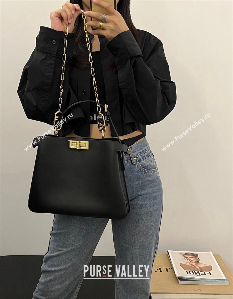 Fendi Peekaboo Soft Medium Bag in Cappuccino-coloured Leather Bag Black 2024 70202 (AFEI-241212093)