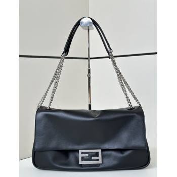 Fendi Baguette Soft Large bag in Calfskin Black 2024 8669 (CL-241213023)