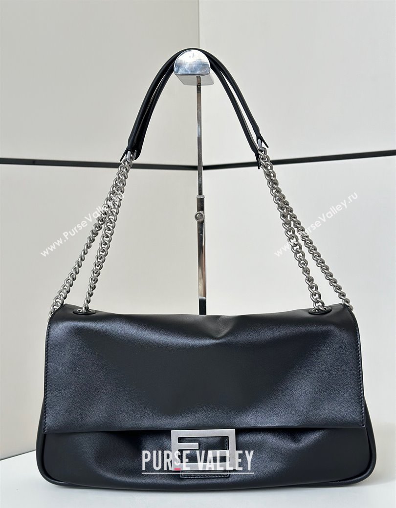 Fendi Baguette Soft Large bag in Calfskin Black 2024 8669 (CL-241213023)