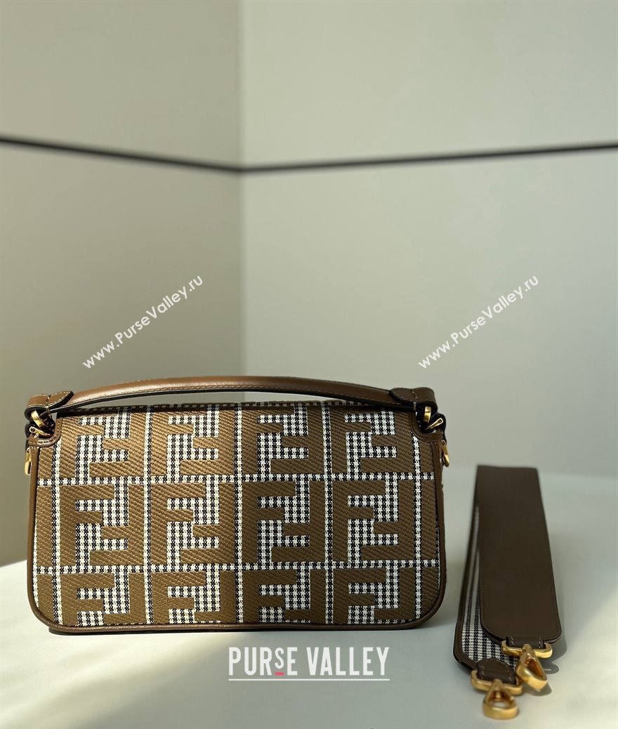 Fendi Baguette Medium bag in FF Houndstooth Fabric Brown 2024 8588M (CL-241212096)