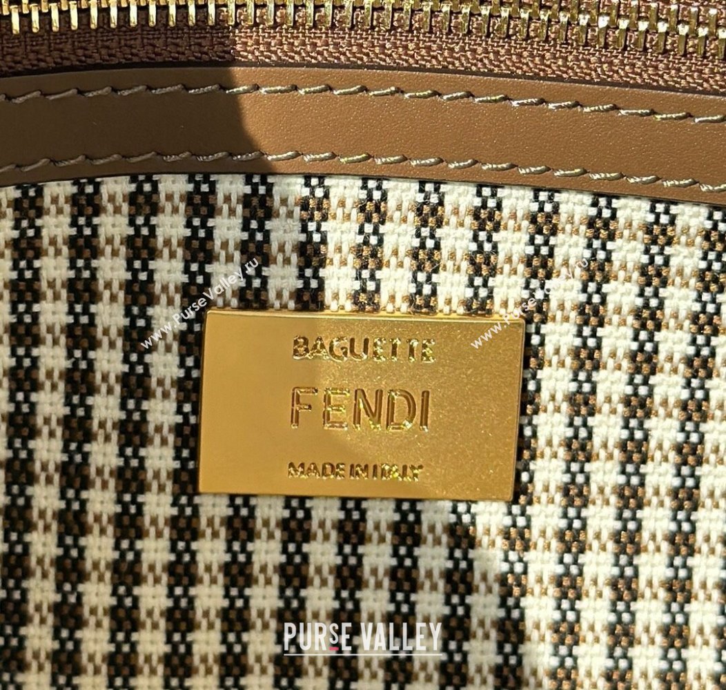 Fendi Baguette Medium bag in FF Houndstooth Fabric Brown 2024 8588M (CL-241212096)