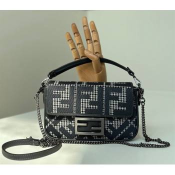 Fendi Baguette Mini bag in FF Houndstooth Fabric Blue 2024 8588S (CL-241212094)